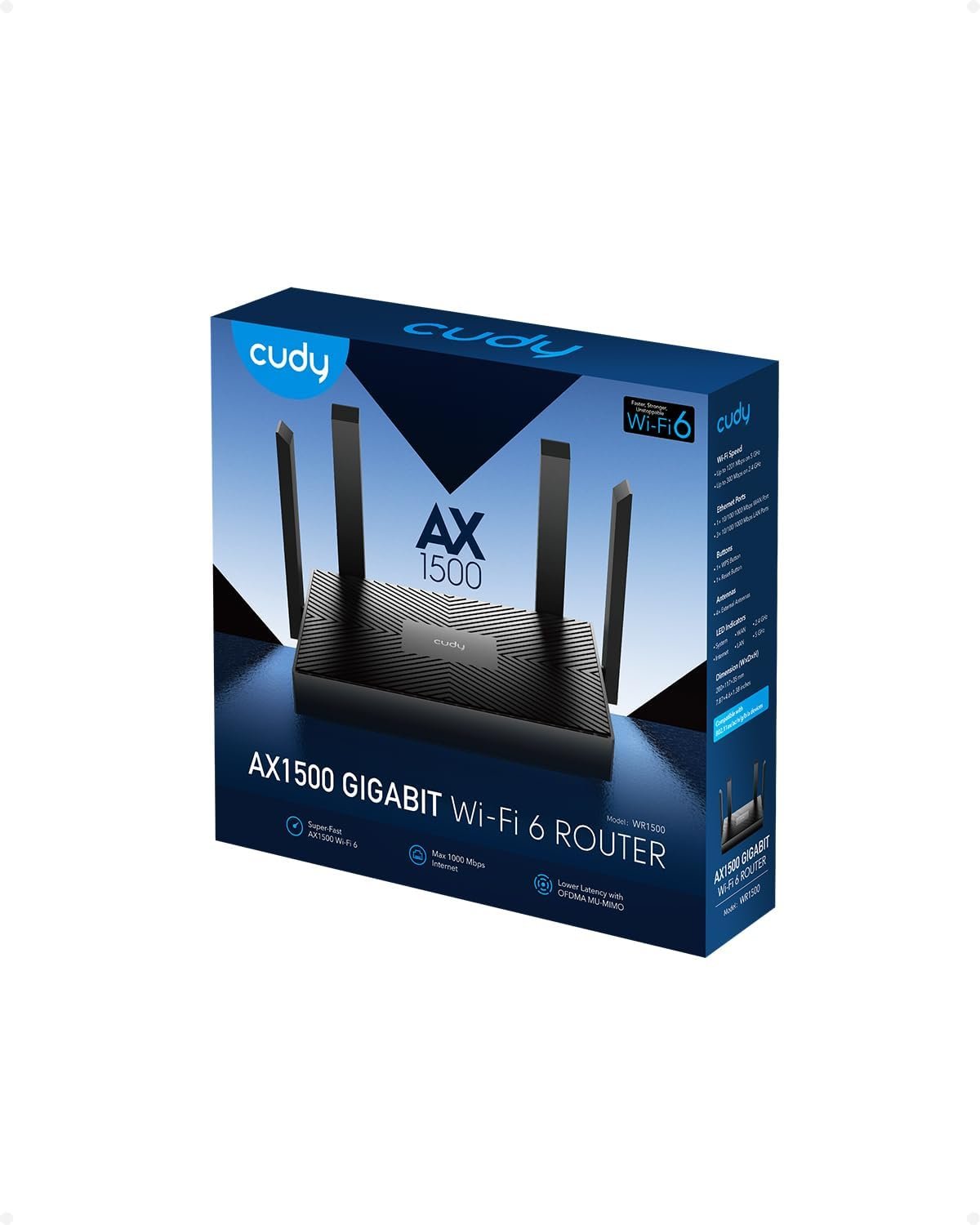 Cudy | AX1500 Dual Band Wi-Fi 6 Router, 802.11Ax Internet Router, Access Point, 4 5Dbi Antennas, MU-MIMO, Beamforming, OFDMA, WPA3, WR1500 image 6