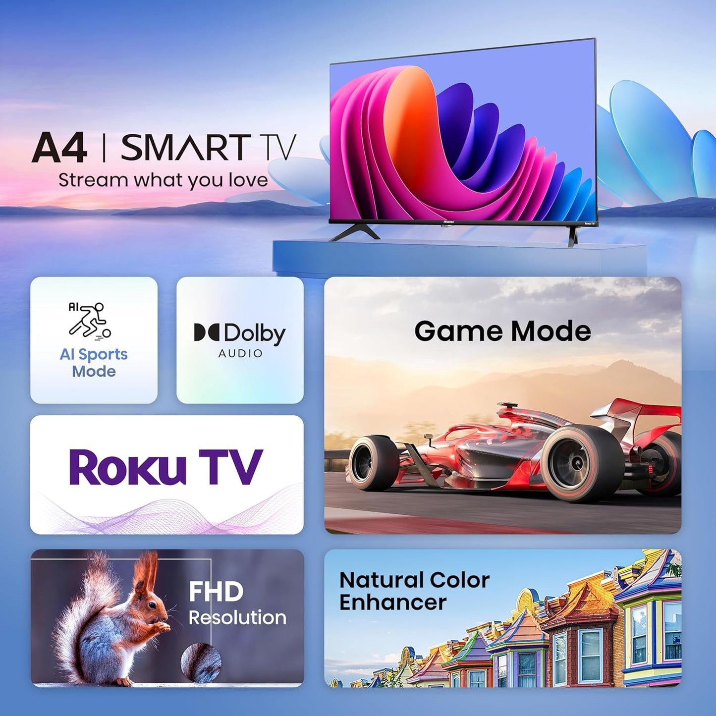 Hisense | 40-Inch Class A4 Series FHD 1080P Smart Roku TV with Alexa Compatibility (40A4NR, 2024 Model) - Dolby Audio, Slim Bezel Design, Google Assistant image 2