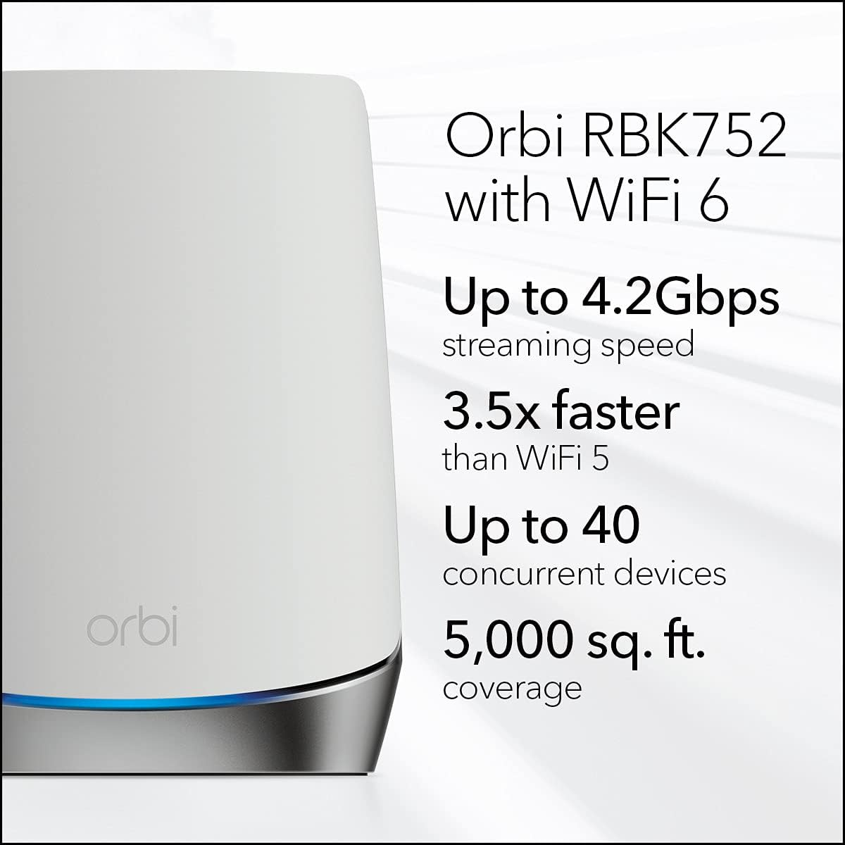 Orbi Whole Home Tri-Band Mesh Wifi 6 System (RBK752) ? Router with 1 Satellite Extender | Coverage up to 5,000 Sq. Ft., 40 Devices | AX4200 (Up to 4.2Gbps) image 1
