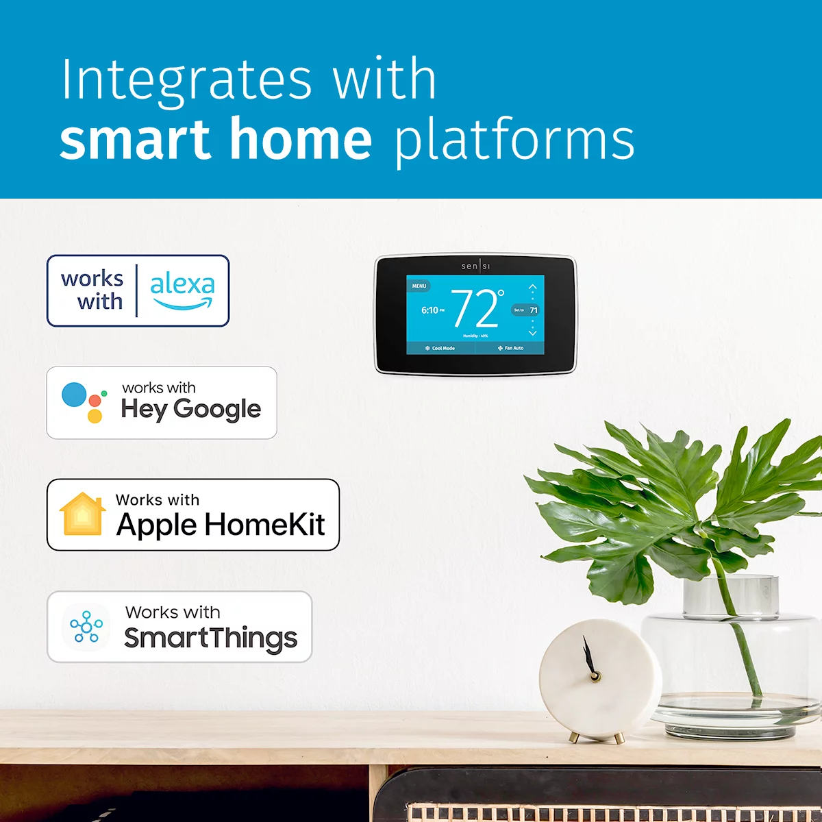 Sensi Touch Smart Programmable Wi-Fi Thermostat, C-Wire Required-Black image 6
