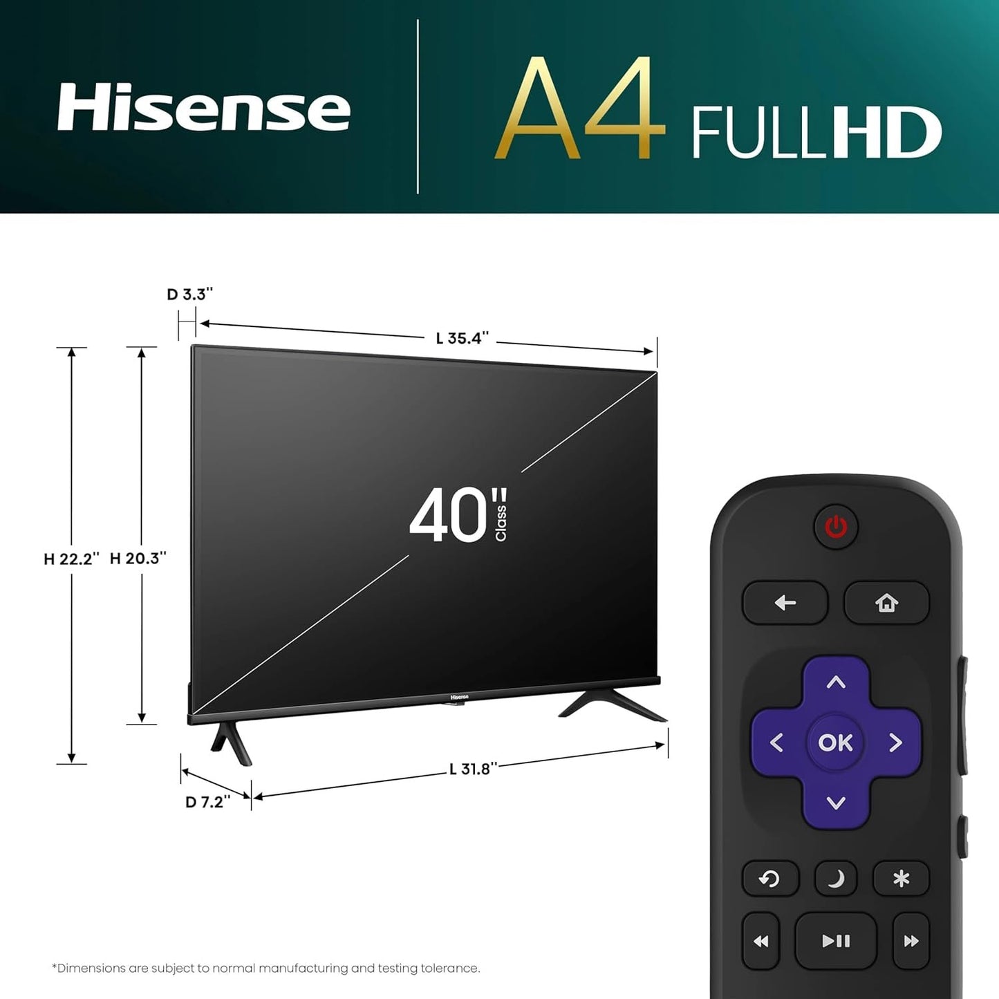 Hisense | 40-Inch Class A4 Series FHD 1080P Smart Roku TV with Alexa Compatibility (40A4NR, 2024 Model) - Dolby Audio, Slim Bezel Design, Google Assistant image 1