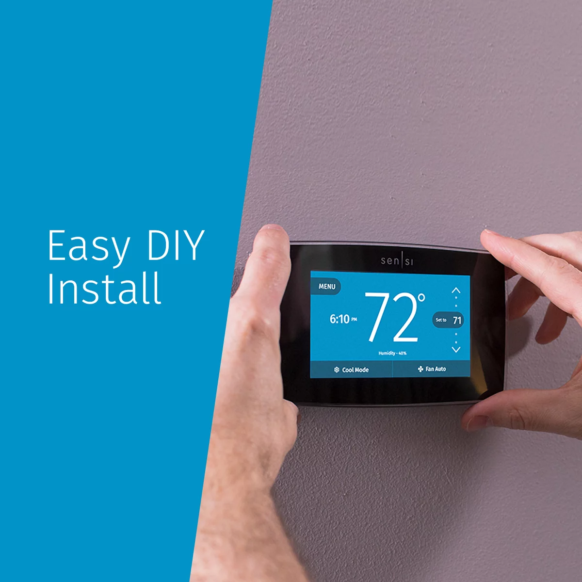 Sensi Touch Smart Programmable Wi-Fi Thermostat, C-Wire Required-Black image 3