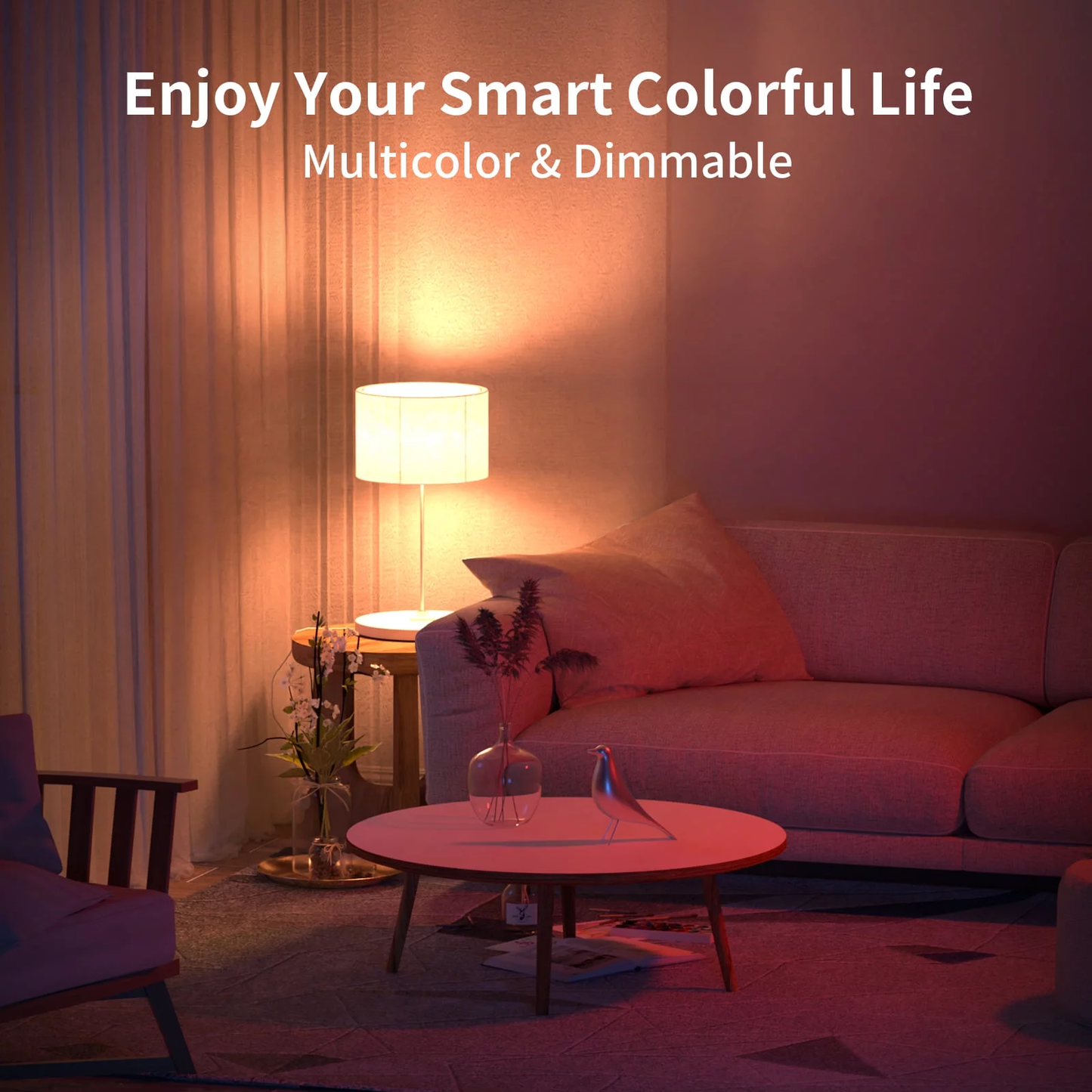 12 Pack  Wifi Smart Led Light Bulb,Dimmable RGB Color Changing Smart App Control (2.4Ghz Only), A19 E26 9W (60W Equivalent) 800 Lumen image 2