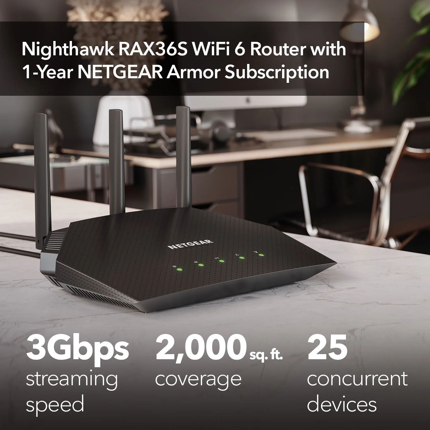 Nighthawk? AX4 4-Stream AX3000 Wifi Router (RAX36S-100PAS) image 2