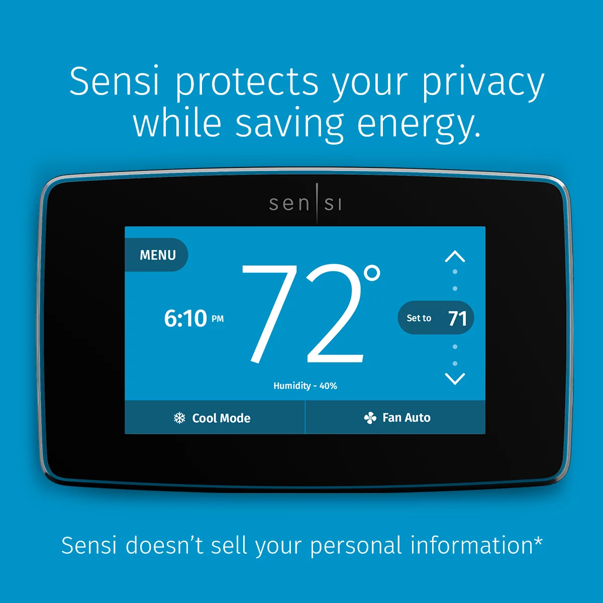 Sensi Touch Smart Programmable Wi-Fi Thermostat, C-Wire Required-Black image 1