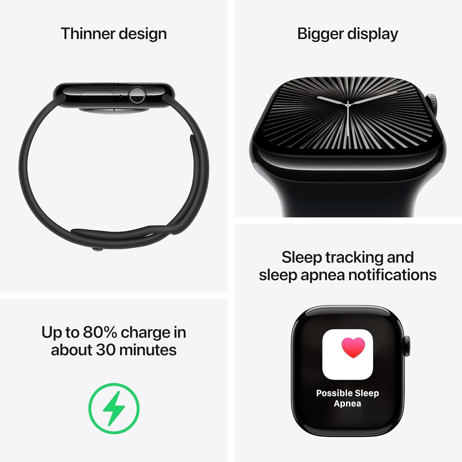 Watch Series 10 [GPS 46Mm Case] Smartwatch with Jet Black Aluminium Case with Black Sport Band - M/L. Fitness Tracker, ECG App, Always-On Retina Display, Water Resistant image 3
