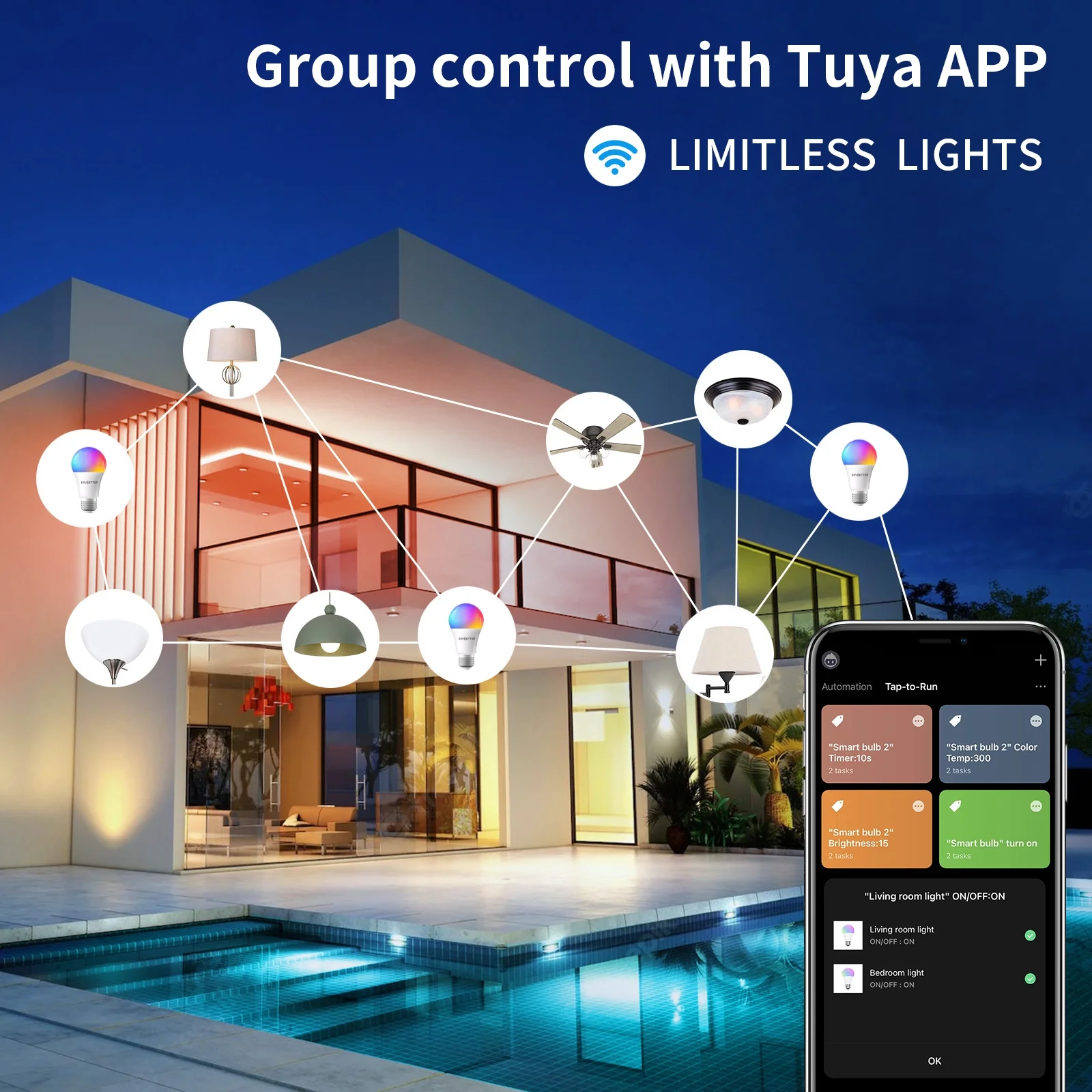 12 Pack  Wifi Smart Led Light Bulb,Dimmable RGB Color Changing Smart App Control (2.4Ghz Only), A19 E26 9W (60W Equivalent) 800 Lumen image 4