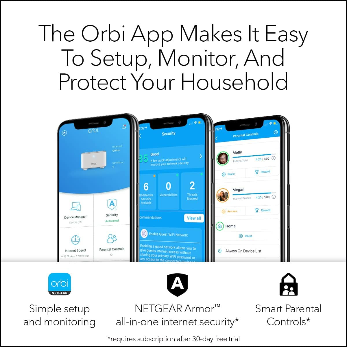 Orbi Whole Home Mesh Wifi System (RBK13) ? Router Replacement Covers up to 4,500 Sq. Ft. with 1 Router &amp; 2 Satellites image 6