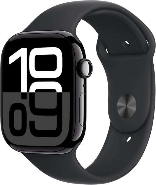 Watch Series 10 [GPS 46Mm Case] Smartwatch with Jet Black Aluminium Case with Black Sport Band - M/L. Fitness Tracker, ECG App, Always-On Retina Display, Water Resistant image 0